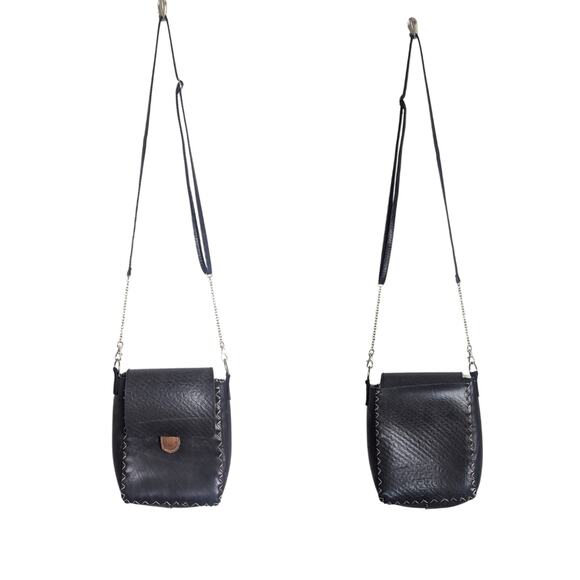Compact Black Tire Crossbody Bag Upcycled Adjustable Strap - Picture 1 of 15